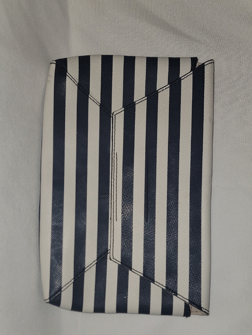 J. Crew Navy and White Striped Envelope Clutch